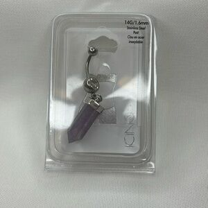 Icing Crystal Belly Ring Purple Stainless Steel
